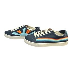 Soludos Chill Out Blue Rainbow Wave Leather Sneakers